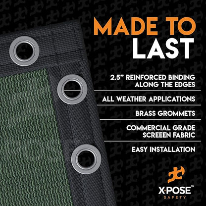 Xpose Safety Privacy Fence Screen 6’ x 50’ – Heavy Duty Green Mesh with 90% Visibility Block, UV Protection – for Garden, Yard, Nursery, Kennel, Dog Run, Greenhouse