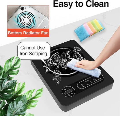 Single Burner Electric Cooktop 1800W - 110V Electric Stove Top Burner Portable Stove with LED Touch Control 10 Power Level, Hot Plate with Child Safety Lock, Timer and Overheat protection