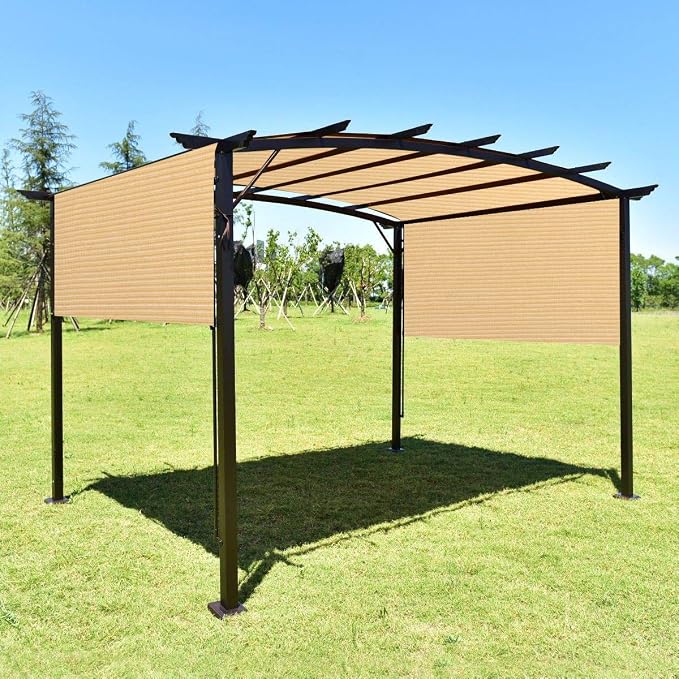 Eden's Decor Straight Flat-Edged Sun Shade Sail Rectangular 14' x 22' Beige - Image 5