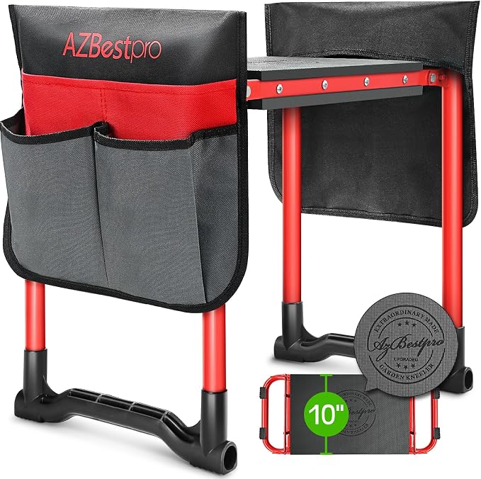 AZBESTPRO Garden Kneeler and Seat Heavy Duty, Upgraded Foldable Gardening Stool by AZBestPro