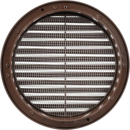 Brown 6" Inch Round Ventilation Grille with Insect mesh. (Duct 6Ø / Grille 7Ø) Ventilation Applications. Indoor and Outdoor Vent Cover. Available 3 Sizes / 4 Colors.