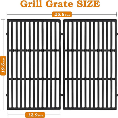 19.5 inch Grill Grates for Weber Genesis Grill Parts, Genesis 300 Series Grates E310 E320 E330 S310 S320 S330 Gas Grill Cooking Grids, Cast Iron Grill Grates Replacement for Weber 7524 7528