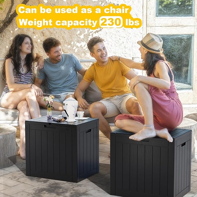 PatioZen 35 Gallon Deck Box Outdoor, Weatherproof Resin Patio Storage Box - Image 3