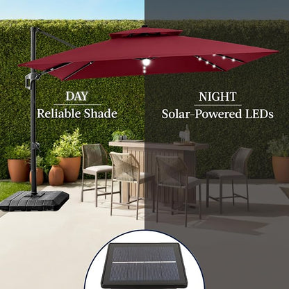 Best Choice Products 9x12ft LED Cantilever Patio Umbrella w/Base Included & - Image 6