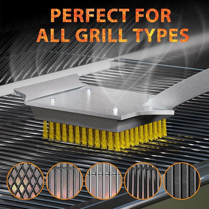 ENLOY 2-Pack Copper Wire Grill Brush Replacement Heads, Grill Brush and Scraper Replacement Head with 8 Screws & Screwdriver, BBQ Cleaning Replacement Brush Head with Protective Cover & for Most Grill