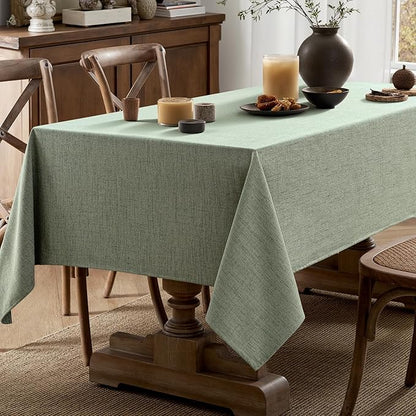 MIULEE Sage Green Linen Polyester Tablecloth 60x84 Inch Spring Rectangle Table Cloth Waterproof,Stain Resistant & Wrinkle Resistant for Dining Party Wedding