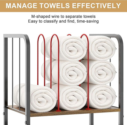 Towel Rack Free Standing 3-Tier M-Shaped Detachable Dividers, Durable Metal Towel Holder for Bathroom, Pool Towel Rack, Space-Saving Towel Storage Organizer, Modern Bath Towel Shelf Patent Pending