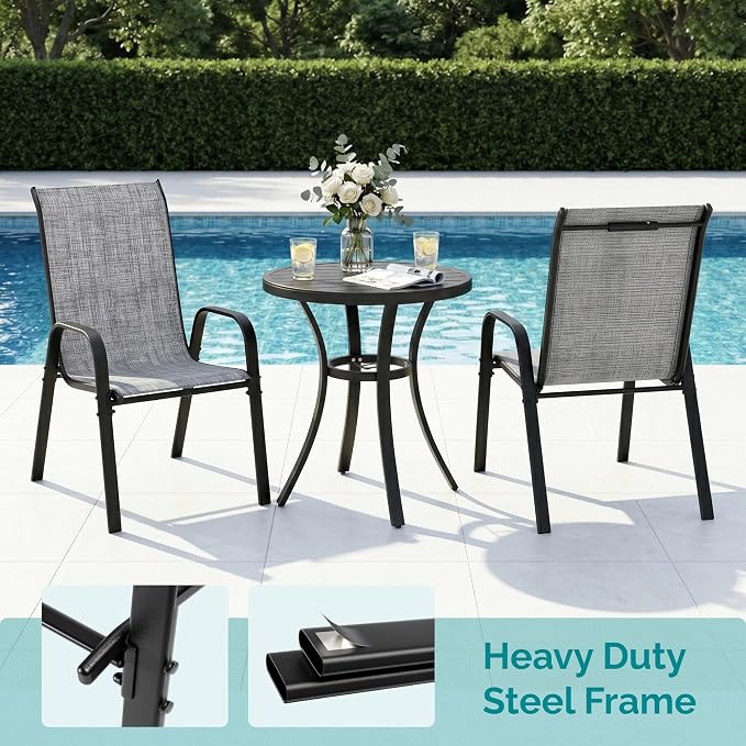 MAMIZO Patio Dining Chairs, Stackable Textilene Chair Set of 6, - Image 4