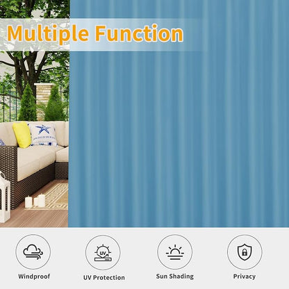 Easy-Going Outdoor Patio Curtains 2 Panels, 110x120 inch, Sky Blue | Privacy - Image 5