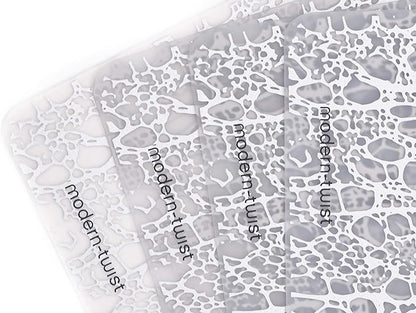 modern-twist 14" x 16" Silicone Rectangular Placemat, BPA, PVC-Free Table Mat, Dishwasher Safe, Cocoon Print in Silver, Pack of 1