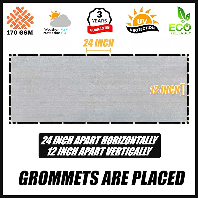 Royal Shade Custom Size 4' x 41' Grey Fence Privacy Screen Windscreen Cover Netting Mesh Fabric Cloth - Cable Zip Ties Included (We Make Custom Size)