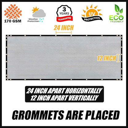 Royal Shade Custom Size 4' x 160' Grey Fence Privacy Screen Windscreen Cover Netting Mesh Fabric Cloth - Cable Zip Ties Included (We Make Custom Size)