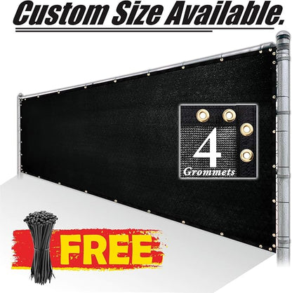 Royal Shade Custom Size 4' x 20' Black Fence Privacy Screen Windscreen Cover Netting Mesh Fabric Cloth - Cable Zip Ties Included (We Make Custom Size)
