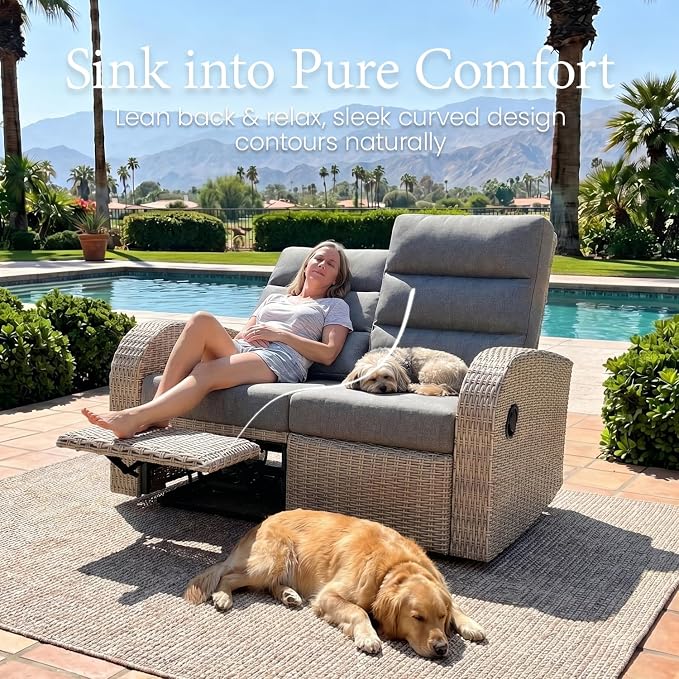 Oversized Wicker Outdoor Recliner Lovseat - Image 5