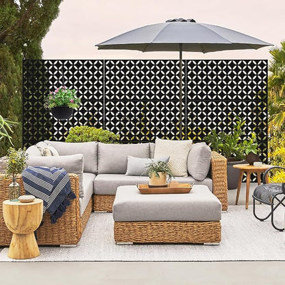 72" H×47" W Metal Privacy Screen, Outdoor Indoor Privacy Screens with Stand Panels, Free Standing Decorative Privacy Screen for Patio
