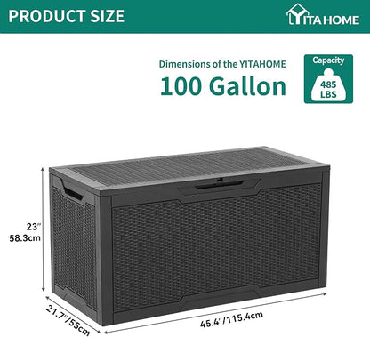YITAHOME 100 Gallon Large Resin Deck Box Outdoor Storage Boxes - Image 2