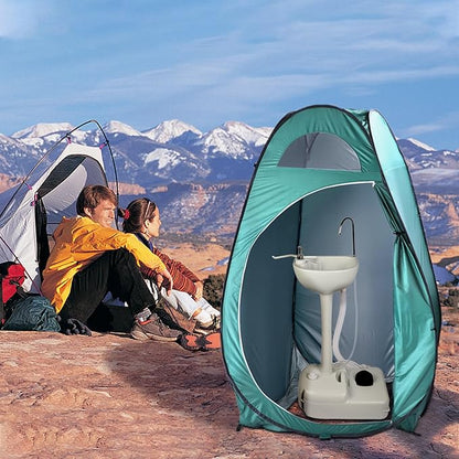 Portable Sink and Toilet - Detachable Outdoor Sink Station and Camping Toilet - 19L Hand Washing Station with Foot Pump - 20L Waste Holding Tank Flushing Toilet - Perfect for Camping RV Boat Travel