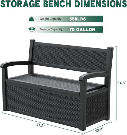 80 Gallon Outdoor Storage Bench, Resin Outside Storage Box - Image 2