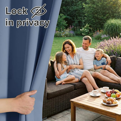 RYB HOME Extra Wide Outdoor Curtains 2 Panels or Patio Waterproof | Blackout - Image 6