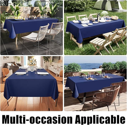 Smiry Rectangle Table Cloth 60x84 Inch, Waterproof Wipeable Vinyl Tablecloths Protector, Oil Spill Proof Plastic Table Cover for Dining, Picnic, Camping, Outdoor, Navy