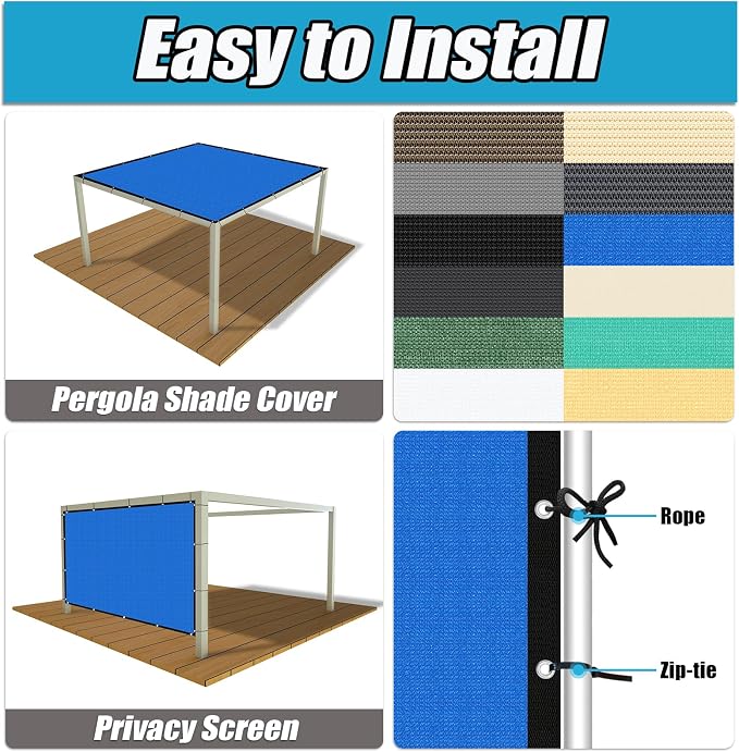 Amagenix 90% Pergola Shade Cover 5' X 13' Sun Shade Cloth - Image 4