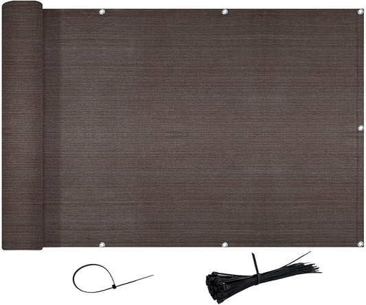 SUNNY GUARD 3'x16' Brown Balcony Deck Privacy Screen Fence, Apartments Railing Screen, Heavy Duty Wind Screen for Outdoor,Backyard,Patio,Deck Privacy（We Make Custom Sizes）