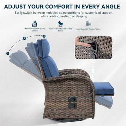Zero Gravity Patio Swivel Recliner Chairs Set of 2 - Image 6