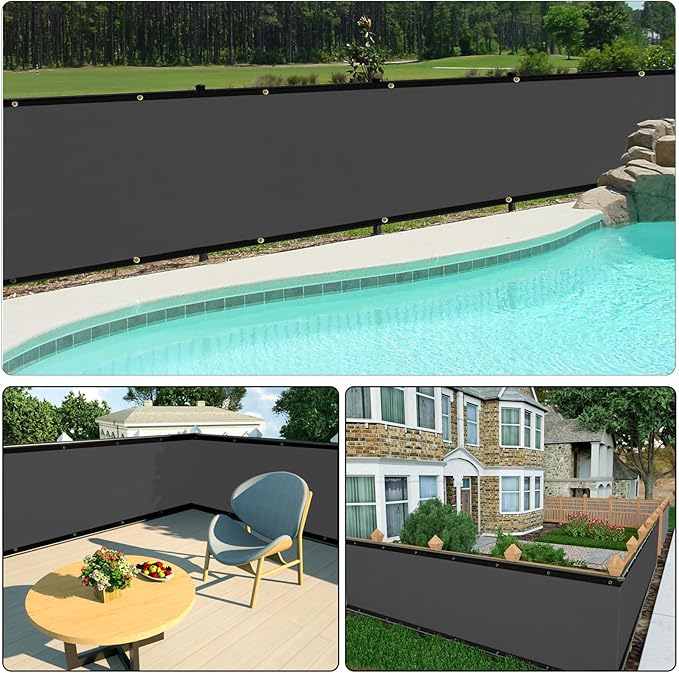 UPGRADE Privacy Fence Screen 6'x17' Dark Grey Outdoor 90% Visibility Blockage 170 GSM Mesh Shade Cover Panels for Backyard,Balcony,Home Decoration with Zip Ties,Customized Avaliable