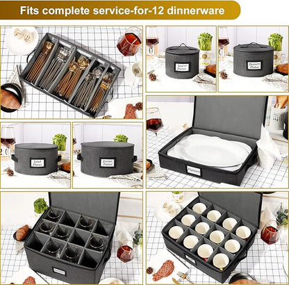 HOMELUX THEORY Mug Storage Box with Dividers Hard Shell China Storage Containers, Heavy Duty Coffee Cup Storage Box and Moving Boxes for Glassware Storage with Lid, Thick Surface, and Sturdy Handle