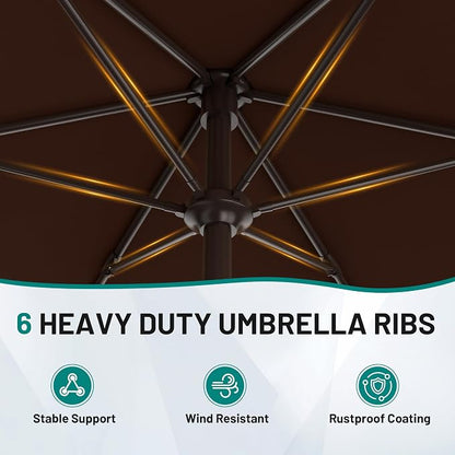 7.5FT Patio Umbrella Table Market Umbrella w/Tilt and Crank, Heavy-Duty Outdoor - Image 3