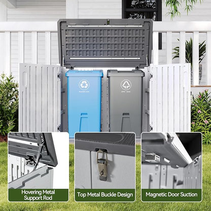 Aoxun Outdoor Storage Cabinet 35 Cu.Ft Outdoor Trash Can Storage Shed, and Lawn - Image 3