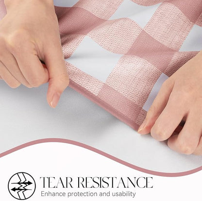 MOSAYT Rectangle Vinyl Tablecloth, 100% Waterproof Buffalo Gingham Plastic Table Cloth, Heavy Duty Wipeable Table Covers for Picnic, Outdoor, Camping - 54 x 108, Pink