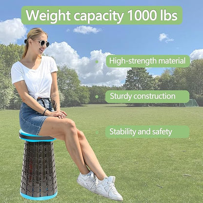 ALEVMOOM Upgraded XXL Collapsible Stool with Cushion 19.7",1000lbs Max Weight,Wider & Taller Pop Up Seat, Heavy Duty Portable Retractable Folding Chair or Travel Foot Rest for Camping & Outdoors