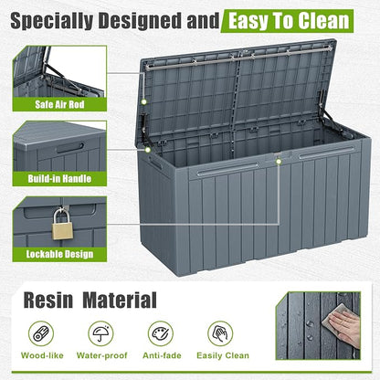 Flamaker Resin Deck Box 100 Gallon Large Outdoor Storage Box Waterproof | - Image 4