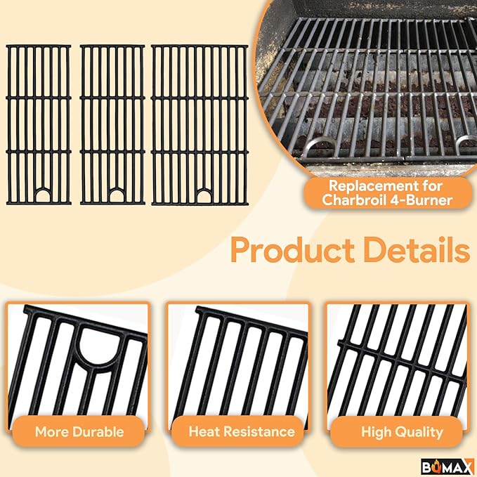 17 inch Grill Grate & Heat Plate for Charbroil Performance 4 Burner Grill 463354021 463365522 463352521 463366022 463351221 G426-0005-W1, Cooking Grate for Charbroil Grill Replacement Parts 4 Burner
