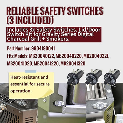 Replacement Fan and Hopper Door Switch Kit for Masterbuilt Gravity Series 560/800/1050 XL Digital Charcoal Grills & Smokers, Includes 1 Fan Kit, 3 Hopper Lid/Door Switches & 1 Electric Wire Kit