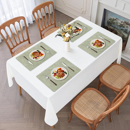 Faux Leather Heat Resistant Spring Placemats Set of 4 – Waterproof Oilproof Wipeable Dining PU Place Mat Easy Clean Table Mats for Kitchen/Dining/Party/Holiday, Grass Green