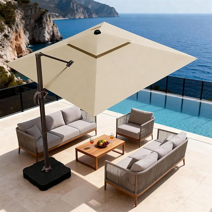 10x10Ft Patio Umbrella Outdoor Cantilever Rectangle Umbrella, 6-Level Tilt & by ORYNTREX