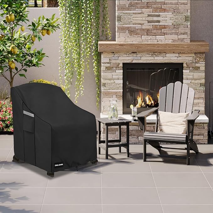 Outdoor Chair Covers 28"W x 31"D x 36"H,600D Heavy Duty Waterproof Patio Chair Cover,Outdoor Furniture Covers for Lawn/Garden Chiar,Black