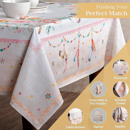 Maison d' Hermine Table Cloth Rectangle Table 100% Cotton 60 x 90 Inches Tablecloth Reusable Decorative for Dining Room, Farmhouse, Home, Party, Festive & Wedding Spring Summer - Ibiza - Beige