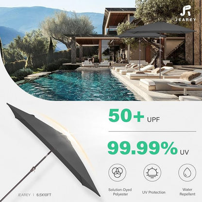 JEAREY 6.5x10 ft Rectangular Patio Umbrellas Rectangle Outdoor Umbrella - Image 5