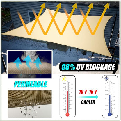 Amgo Custom Size 8' x 13' Brown Rectangle Square Sun Shade Sail UPF50+ - Image 2
