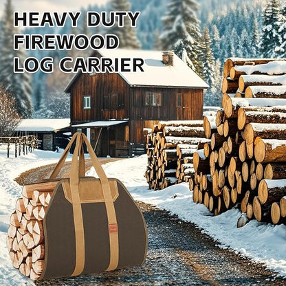 1MORE Firewood Carrier - Wood Carrier for Firewood,Log Carrier for Firewood Tote Bag, 40"X19" Canvas Firewood Carrier, Water Resistant Log Tote Wood Carrying Bag With Handles,Fireplace Tools.Green