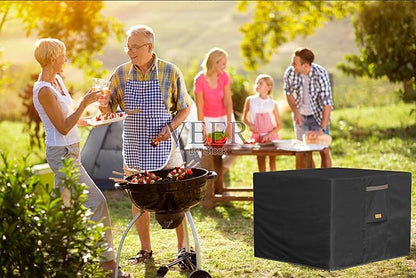 Fire Pit Cover 600D Heavy Duty Waterproof Fabric With PVC Coating Square 44" Wx 44" D x 24" H Black Fits for 41-44 Inch Fire Pit Table Fade Resistant Outdoor Firepit Cover