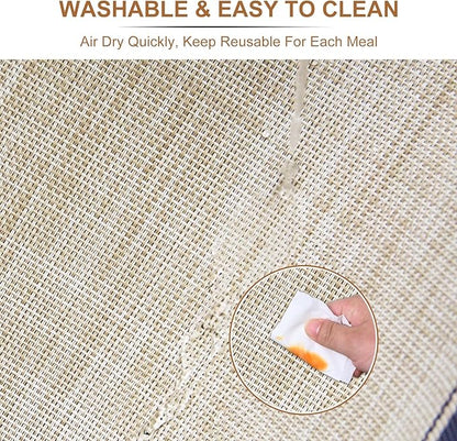 BETEAM Placemats Set of 6, Woven Vinyl Placemat for Dining Table Washable Wipeable Kitchen Place Mats Durable Indoor Outdoor Table Mats