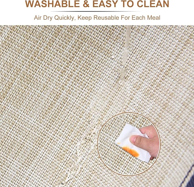 BETEAM Placemats Set of 8, Woven Vinyl Placemat for Dining Table Washable Wipeable Kitchen Place Mats Durable Indoor Outdoor Table Mats