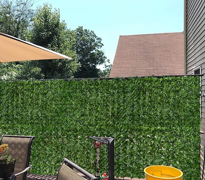 DearHouse Artificial Ivy Privacy Fence - 197x59in Artificial Hedges Fence and Faux Ivy Vine Leaf Decoration for Outdoor Indoor Garden Decor