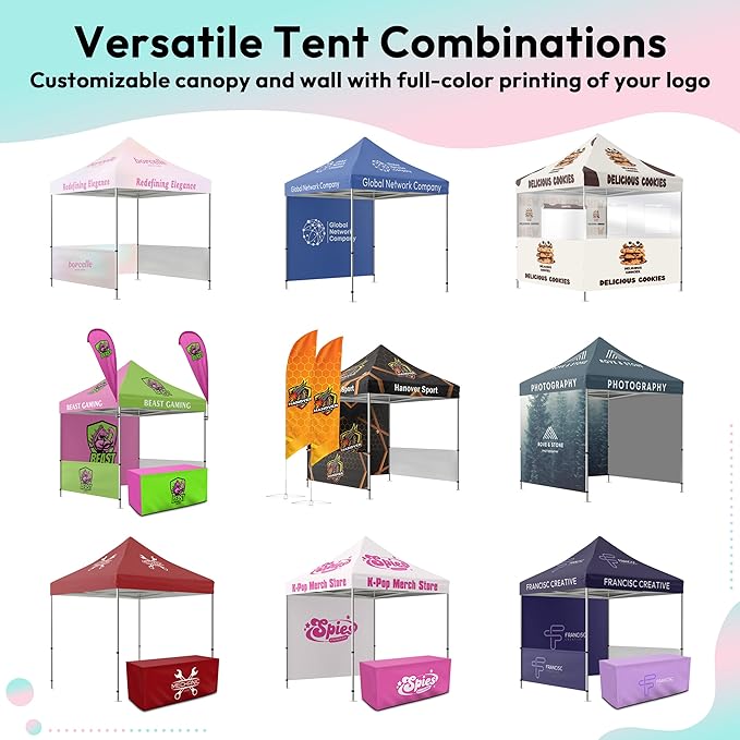 Custom Full Wall for 10' x 10' Canopy Pop-Up Tent for Tradeshows, Featuring Your Logo (Only 1 Full Wall, Excluding Canopy Tent on Front Picture)