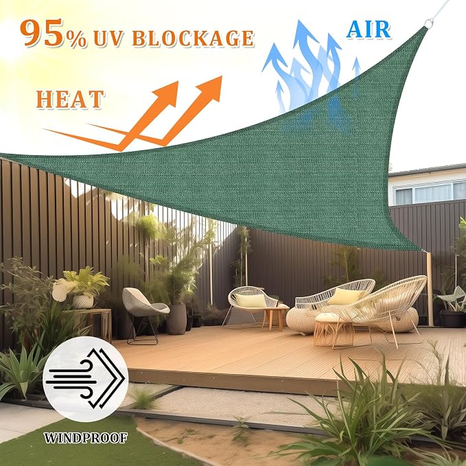 Shade&Beyond Custom Sun Shade Sail 16'x20'x25.6' Triangle Sun Sail Shades Patio - Image 2