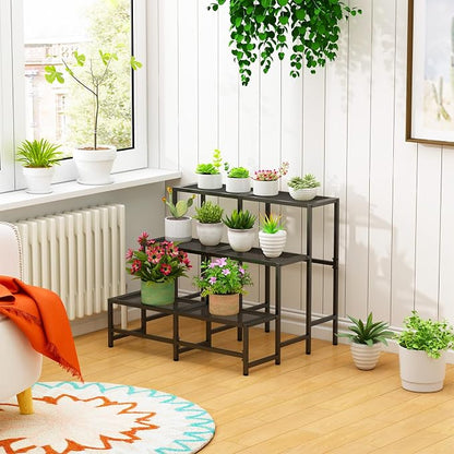 3-Tier Large Metal Plant Stand, Indoor/Outdoor Display Rack | 3-tier stair - Image 4